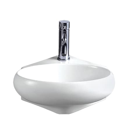 Whitehaus Isabella Collection Oval Corner Wall Mount Basin W/ Center Drain, Wht WHKN1137